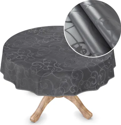Produktbild von Tischdecke Wachstuch Premium Ornamente Schwarz Robust Wasserabweisend Rund 150 cm