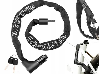 Produktbild von Rockbros Fahrradschloss Kette mit Zahlenschloss und Schlüssel