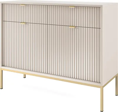Produktbild von Masseno Kommode STELLARE 104 cm Sideboard mit 2 Schubladen und 2 Türen für Wohnzimmer Schlafzimmer Modern 104x39x83 cm Kaschmir / Kaschmir