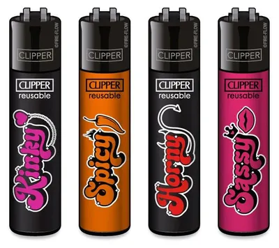 Produktbild von Clipper Reibradfeuerzeuge FFX Adult Slogan #3, 4 Stück
