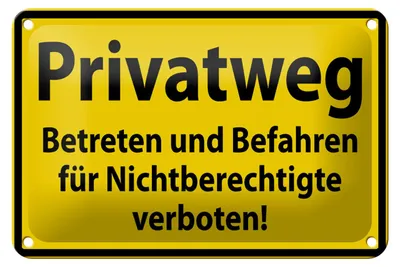 Produktbild von Blechschild Warnschild 18x12cm Privatweg gelbes