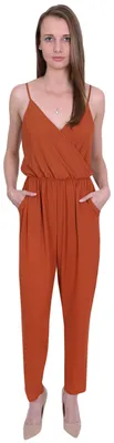 Produktbild von Overall für Damen in Kupferfarbe mit V-Ausschnitt elegant mit Gummiband John Zack XL
