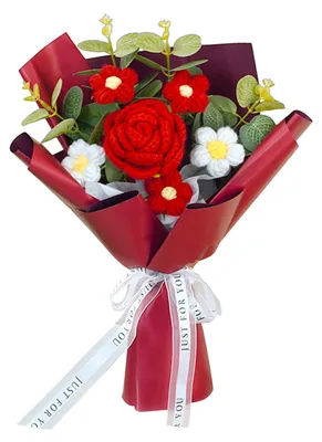 Produktbild von Handgefertigter künstlicher Blumenstrauß aus Baumwollgarn, ewige Blumen, gehäkelt, Geburtstagsgeschenk für Mama, Ehefrau, Partnerin, Abschlussfeier, Heimdekoration