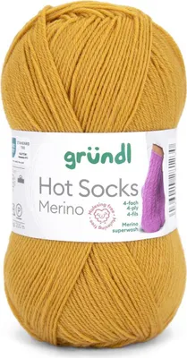 Produktbild von Gründl Hot Socks Merino 50 g/200 m 4-fädig uni 75 % Schurwolle(Merino) /25% Polyamid 25 curry