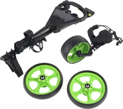 Produktbild von Golf-Push-Cart-Tasche mit 3 Rädern, zusammenklappbar mit Schnellbremsung für Spieltrainingsübungen