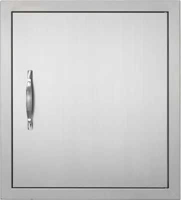 Produktbild von Grill-Zugangstür - 457 x 508 mm - Edelstahltür für Außenküche - Vertikale Wandmontage - Griff und Haken - für Grillinsel & Grillstation - Außenschrank