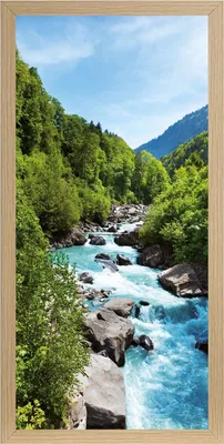 Produktbild von Wandbild - Braun - Blau - Grün - 23 x 49 cm - Bergfluss