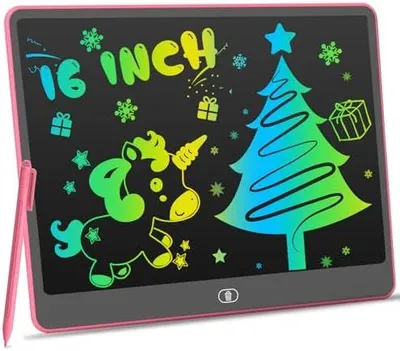 Produktbild von 16‑Zoll LCD‑Schreibtafel‑Zaubertafel für Kinder (Rosa), buntes Zeichentablett mit großer Schreibfläche, Geschenk für 3‑8‑jährige Mädchen & Jungen