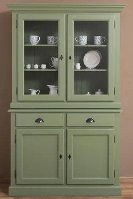 Produktbild von Casa Padrino Landhausstil Esszimmerschrank Grün 126 x 45 x H. 200 cm - Massivholz Küchenschrank - Esszimmermöbel im Landhausstil - Landhausstil Einrichtung - Esszimmer Einrichtung