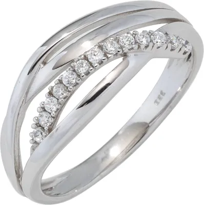 Produktbild von JOBO Damen Ring 333 Gold Weißgold mit Zirkonia Goldring Weißgoldring Größe 60