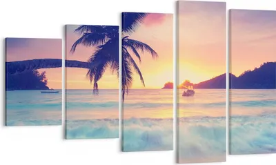Produktbild von Bild auf Leinwand - Leinwandbild - Meer Strand Palme - 100x60cm - Wand Bild - Wanddeko - Wandbilder - Leinwanddruck - Bilder - Kunstdruck - Wanddekoration - Leinwand bilder - Wandkunst - EG100x60-3992
