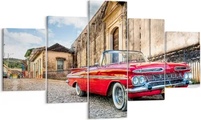 Produktbild von Bild auf Leinwand - Leinwandbild - Auto Klassiker Kuba Chevrolet - 125x70cm - Wand Bild - Wanddeko - Leinwanddruck - Bilder - Kunstdruck - Wanddekoration - Leinwand bilder - Wandkunst - EA125x70-0506