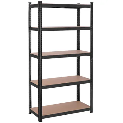 Obrázek produktu pro SONGMICS Regály pro vysoké zatížení, sklepní regály, úložné regály, 40 x 90 x 180 cm, regály s ocelovým rámem, nosnost do 875 kg, 5 nastavitelných polic, černá barva