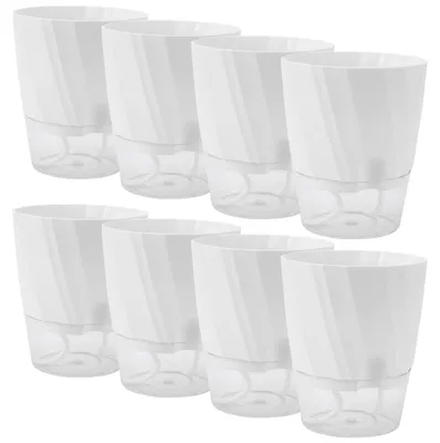 Image de Omgoods - Pot de fleurs de 15 cm - Lot de 8 - Auto-arrosage - Système d'irrigation - Pot de fleurs pour intérieur/extérieur - Idéal pour les herbes aromatiques