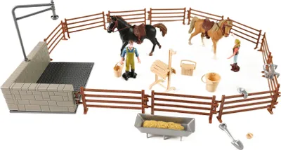 Produktbild von Pferdewaschecke Spielzeugset: Koppel mit Waschplatz, Einzäunung und Figuren
