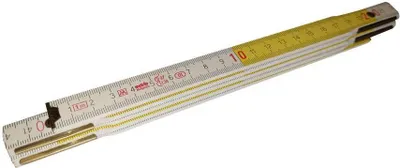 Imagen del producto de Metro Metrie Zollstock de 1 metro, modelo "Perfekt 5", color blanco-amarillo, con articulaciones de acero