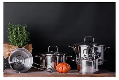 Produktbild von ELO Smart Steam Topfset aus hochwertigem Edelstahl 18/10, 7-teilig, Ø 16 - 24 cm, inklusive Glasdeckel, für alle Herdarten geeignet