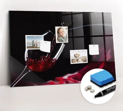 Produktbild von Magnetpinnwand Memoboard - Zubehörsatz - Weißer Marker + Schwamm + Magnete - 90 x 60 cm - Wein