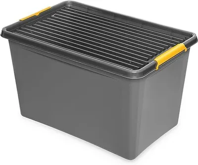 Produktbild von Kreher Aufbewahrungsbox 'Solid Box' aus Kunststoff mit Deckel und Rollen (60 Liter Volumen)