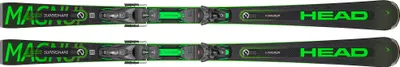 A pair of skis is shown from a top-down perspective against a white background.