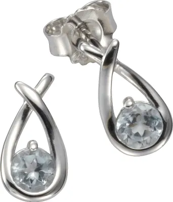 Produktbild von F Ohrstecker 925/- Sterling Silber 1,2cm weiß Blautopas beh. blau 358220487