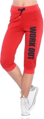 Produktbild von Damen 3/4 Jogginghose mit "WORK OUT"; Rot-Schwarz XXS/32