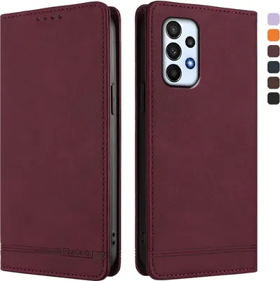 Produktbild von Hülle für Samsung Galaxy A23 5G/4G, Retro Kunstleder Ständer Klapphülle mit Kartenfächer und Magnetische Rot
