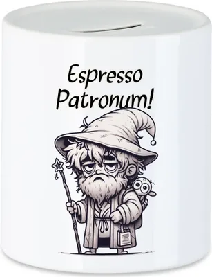 Produktbild von Espresso Patronum Müder Zauberer Spardose - Humorvolle Kaffeeidee