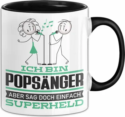 Produktbild von Popsänger Geschenk Tasse Ich Bin Popsänger Aber Sag Doch Einfach Superheld Lustige Geschenkdiee für Popsänger Kaffee-Becher (Schwarz)