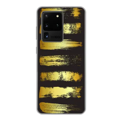 Produktbild von MuchoWow® Handyhülle Schutzhülle Hülle für Samsung Galaxy S20 Ultra Goldene Streifen auf schwarzem Hintergrund Silikon Softcase Handy Hülle - Karteninhaber