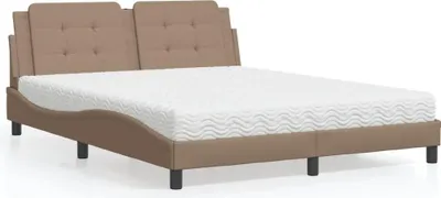 Immagine prodotto di Letto con materasso "Zadar" di vidaXL, marrone cappuccino, 160x200 cm, in ecopelle