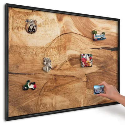 Produktbild von Magnettafel 100x70 cm mit schwarzem Rahmen - Magnetische Metalltafel, Magnetpinnwand zur Wandmontage für Wohnzimmer, Küche, Flur, Kinderzimmer und Büro - Naturholz