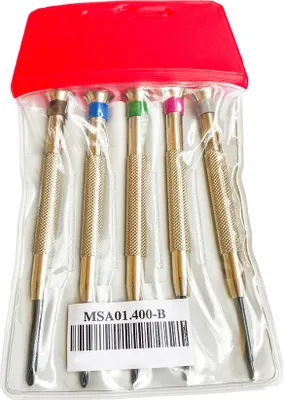 Produktbild von Horotec MSA 01 400-B Set von 5 Spezialschraubendrehern mit Kreuzschlitz