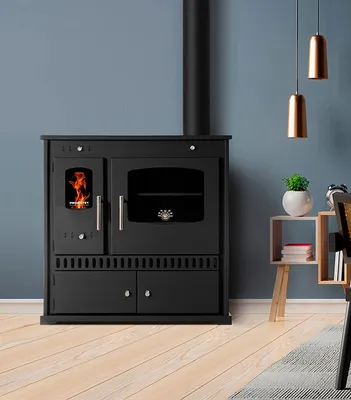 Image de Poêle à bois PROMETEY Perfect Eco – 7 kW avec plaque de cuisson en fonte – Chauffage & cuisson