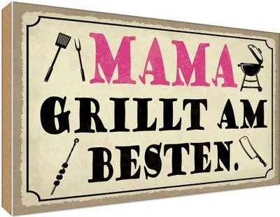 Produktbild von vianmo Holzschild 30x40 cm Mama grillt am besten Männer Frauen