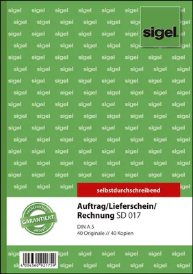 Image de SIGEL SD017 Carnet combinébon de livraison/facture - A5, 1ère et 2ème feuilles imprimées, SD, MP, 2 x 40 feuilles