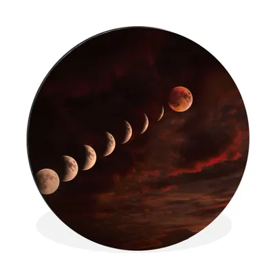 Produktbild von MuchoWow® Aluminium Wandkreis Mond - Wolken - Himmel Ø 30 cm Wanddeko Modern Wohnzimmer - Wand Bild - Wohnzimmer - Runde Bilder - Alubilder - Kunst für zu Hause - Aluminium - Wanddekoration
