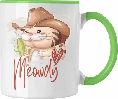 Produktbild von Trendation - Katze Tasse Geschenk Grafik für Katzenliebhaber Katzenmama Papa Meowdy (Grün)