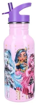 Produktbild von Famanu Trinkflasche für Mädchen - Edelstahl - 500 ml - Rosa - Mit integriertem Strohhalm