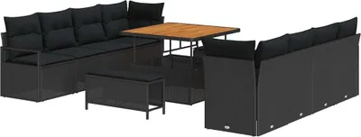 Zdjęcie produktu dla vidaXL Sofa ogrodowa z poduszkami z poduszkami czarna 100 x 100 x 71 cm