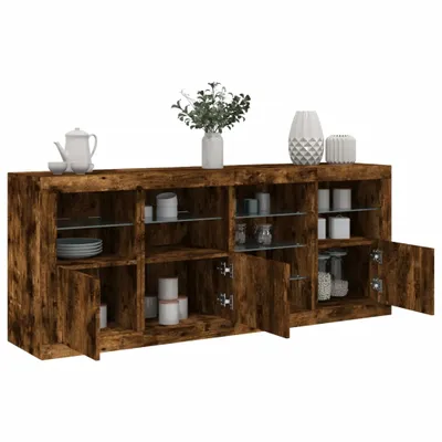 Obrázok produktu pre vidaXL Príborník s LED osvetlením, údený dub 164x37x67 cm