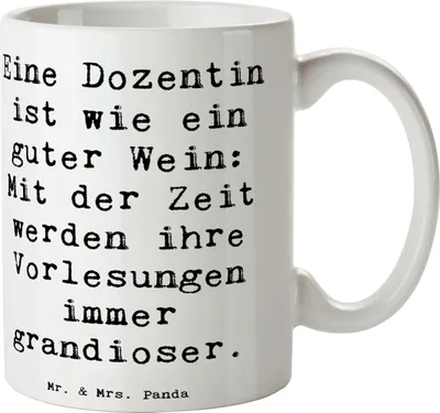 Produktbild von Mr. & Mrs. Panda Becher Spruch Dozentin Genuss - Weiß - Geschenk, Humor, kaffeebecher bedruckt, Wertschätzung, Berufe, Tasse, handgefertigte Geschenke, Berufsprodukte