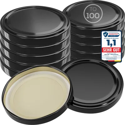 Produktbild von WELLGRO 25x Einmachdeckel TO100 - schwarz - Twist-Off-Deckel