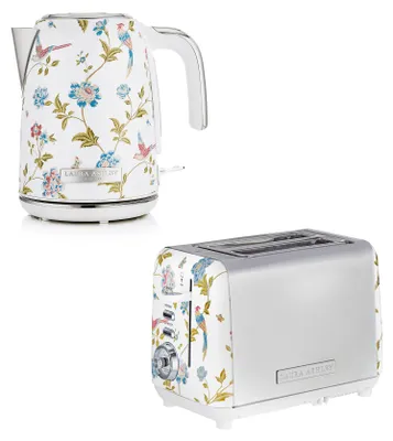 Produktbild von Laura Ashley Frühstücks-Set – Jug-Wasserkocher 1,7 l & 2-Schlitz-Toaster – Elveden Weiß von VQ