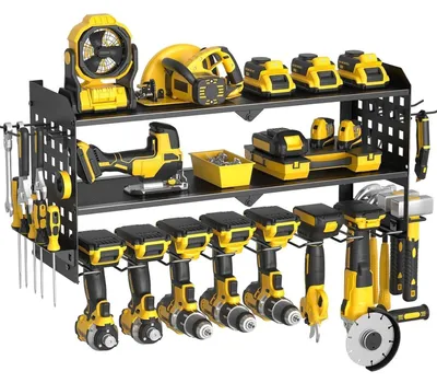 Produktbild von Werkzeug Wandhalterung 3 Ebenen Schwarz 64x20x31cm für Garage Werkstatt