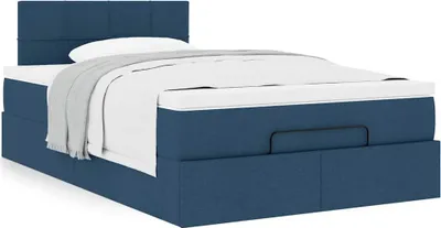 Produktbild von Hochwertig Ottoman-Bett mit Matratze Blau 120x190 cm Stoff 3311448