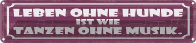 Produktbild von vianmo Blechschild 10x46 cm Leben ohne Hunde tanzen Musik Hund