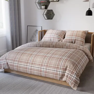 Obrázek produktu pro Ložní prádlo, bavlněný satén, vysoká kvalita 200x220 Savana Beige check pattern