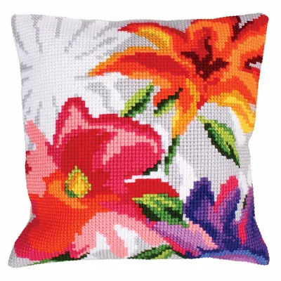 Immagine prodotto di Cuscino a punto croce CdA "Fiori eleganti" 5226, 40x40cm, immagine da ricamo pre-disegnata