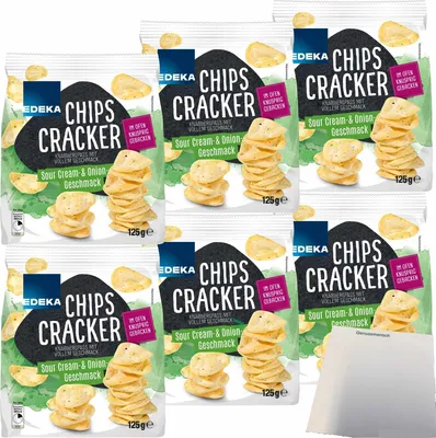 Produktbild von EDEKA Chips Cracker Sour Cream&Onion 6er Pack (6x125g Packung) + usy Block